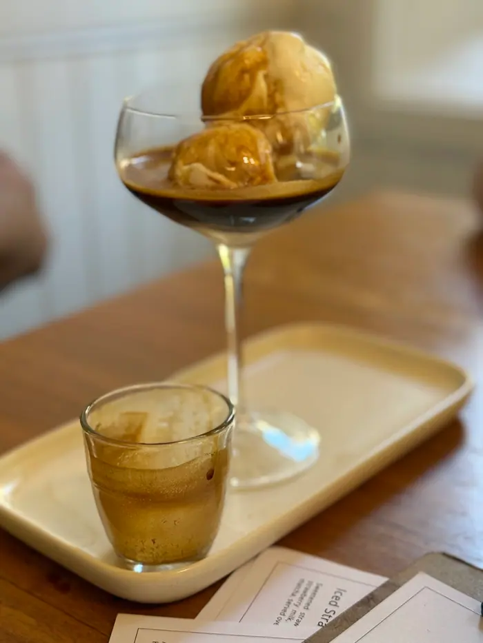 Affogato with a double espresso on the side