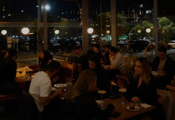 The candlelit dining room at Quarter Two by Night